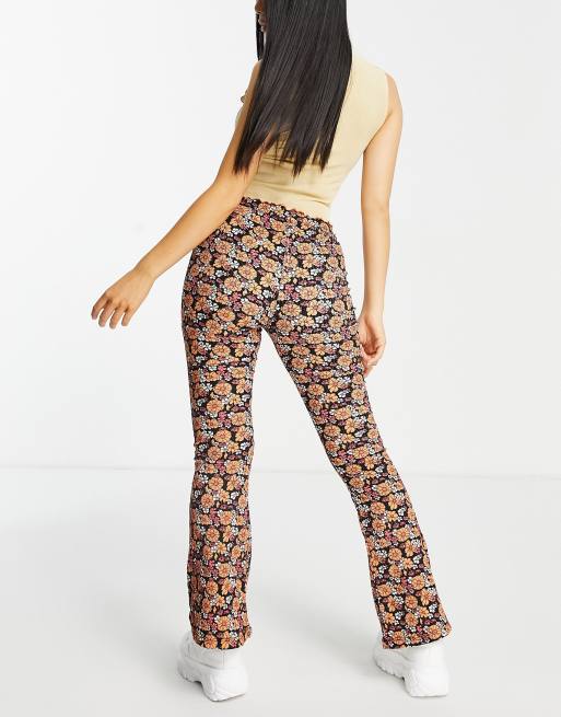 Topshop Petite floral printed jersey flare pants in multi, 4 of 4