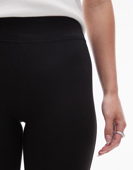 Topshop Petite full length heavy weight leggings in black, 3 of 5