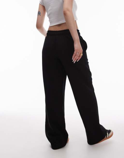 Topshop Petite Gerade geschnittene Jogginghose in Schwarz
