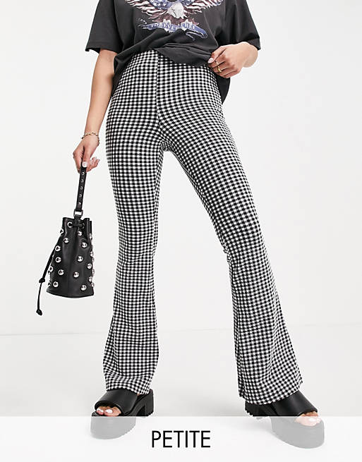 Topshop Petite gingham flared trousers