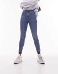 Topshop Petite high rise Jamie jeans in mid blue