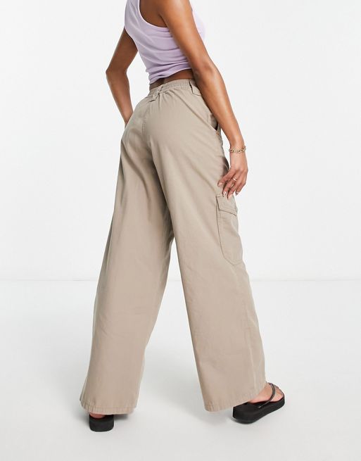 Low-Rise Embroidery Wide Leg Cargo Pants