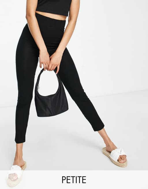 Topshop branded elasticized leggings in black