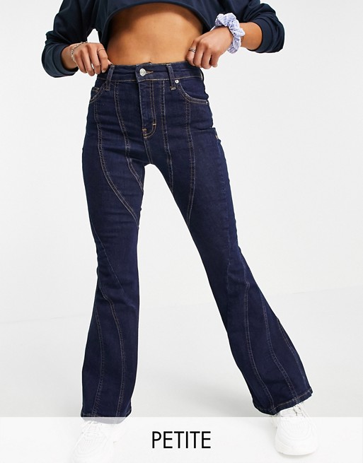 Topshop Petite indigo curve flared Jamie jeans