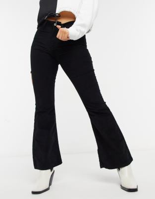 petite black flare jeans