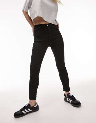 Shop Topshop Petite Jamie Jeans In Coated Black