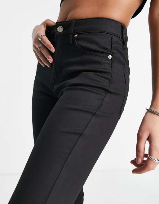 Topshop Petite Jamie jeans in coated black