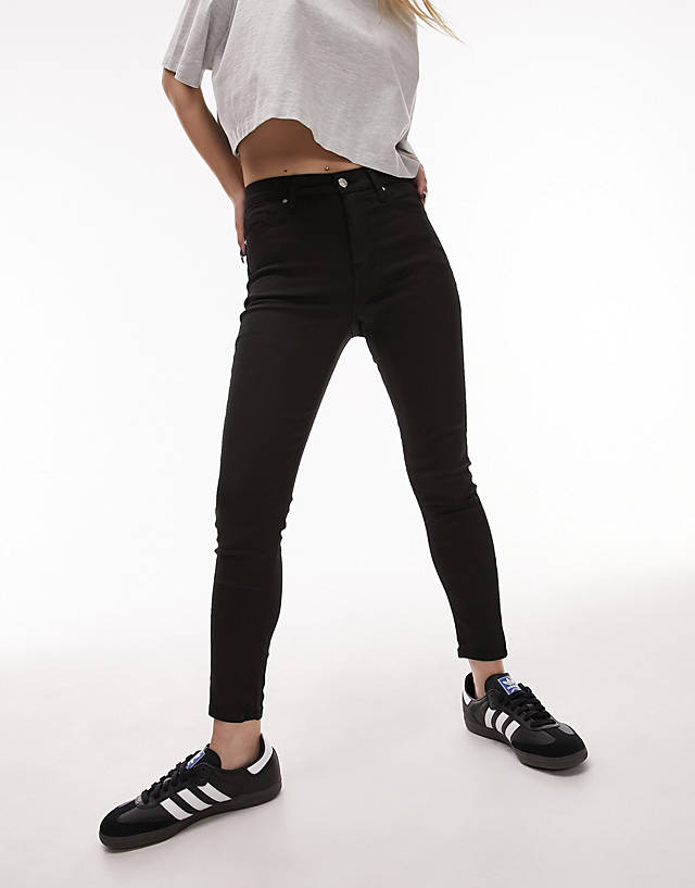 Topshop Petite - jamie jeans in coated black