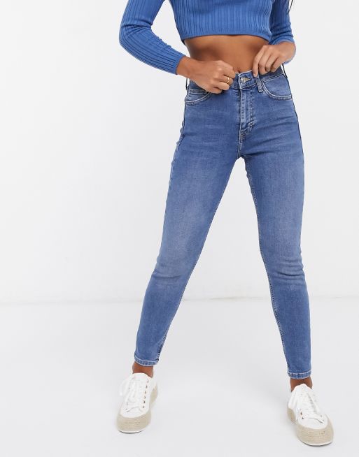 Topshop Petite Jamie jeans in mid blue