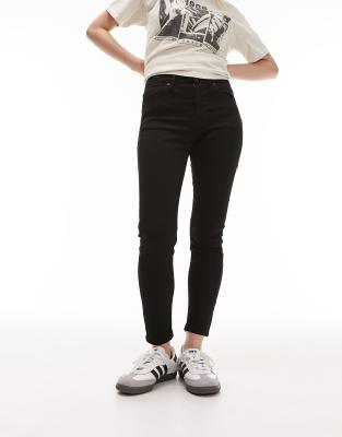 Topshop Petite - Jamie - Jeans in Schwarz