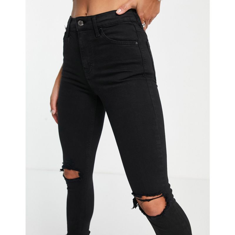 wYy6r Jeans Topshop Petite - Jamie - Jeans neri con strappi sulle ginocchia