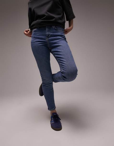 Topshop Petite – Jamie – Mellanblå jeans - view 1
