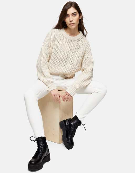Topshop Petite – Jamie – Naturvita jeans, 4 av 4
