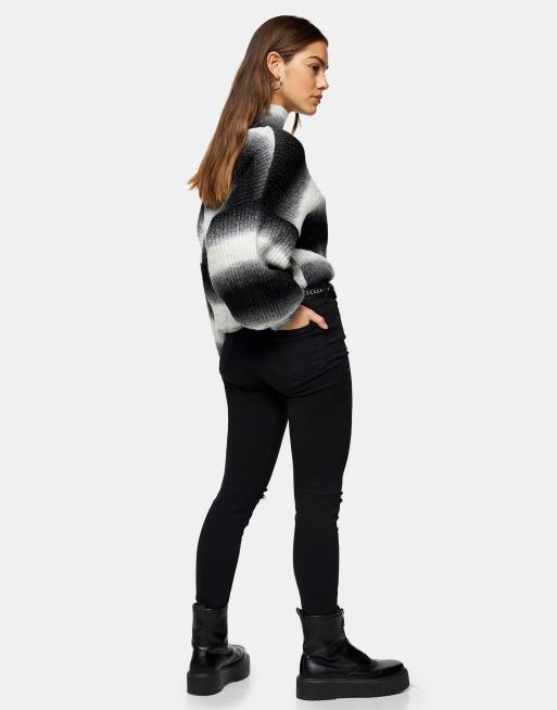 Topshop Petite – Jamie – Svarta jeans med knärevor , 2 av 4