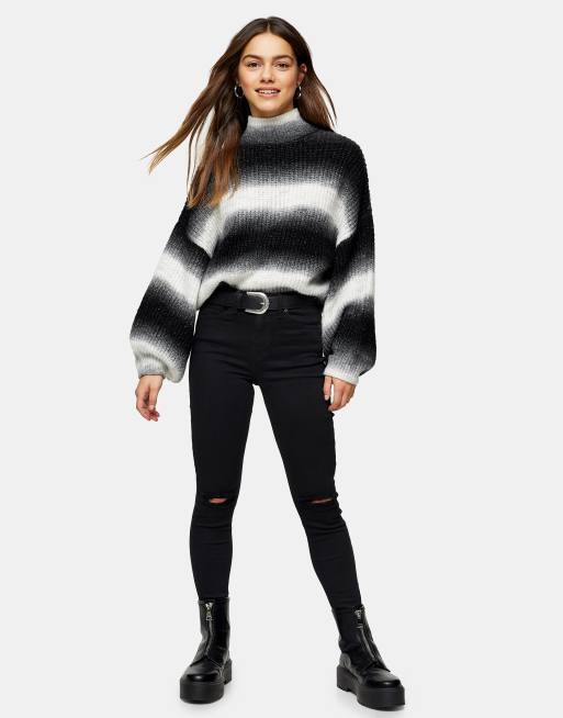 Topshop Petite – Jamie – Svarta jeans med knärevor , 3 av 4