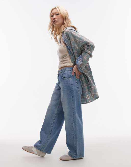 Topshop Petite - Jean décontracté délavé à taille basse cintrée, 3 de 5