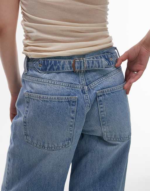 Topshop Petite - Jean décontracté délavé à taille basse cintrée, 4 de 5