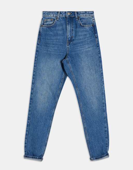 Topshop Petite - Jean mom - Bleu délavé moyen, 4 de 4