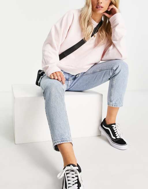 Topshop Petite - Jean mom délavé à déchirures