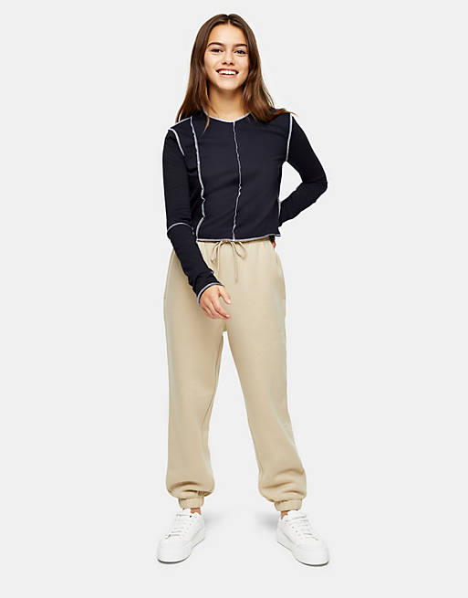 Topshop Petite jogger in stone