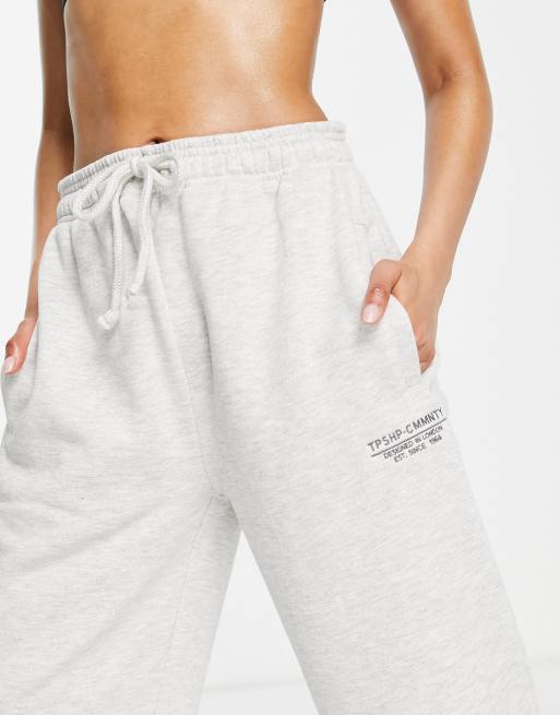 Topshop Petite Joggers a gamba dritta grigi