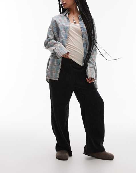 Topshop Petite - Joggingbroek van corduroy in zwart - view 1