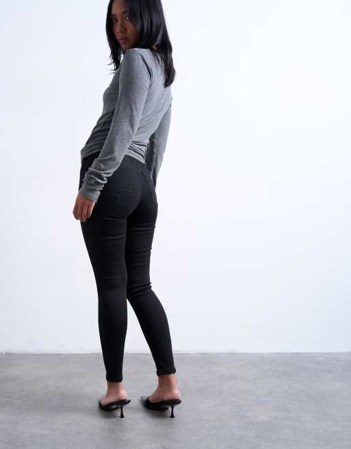 Topshop Petite – Joni – Eng geschnittene Jeans in Schwarz mit hohem Bund, 5 von 7