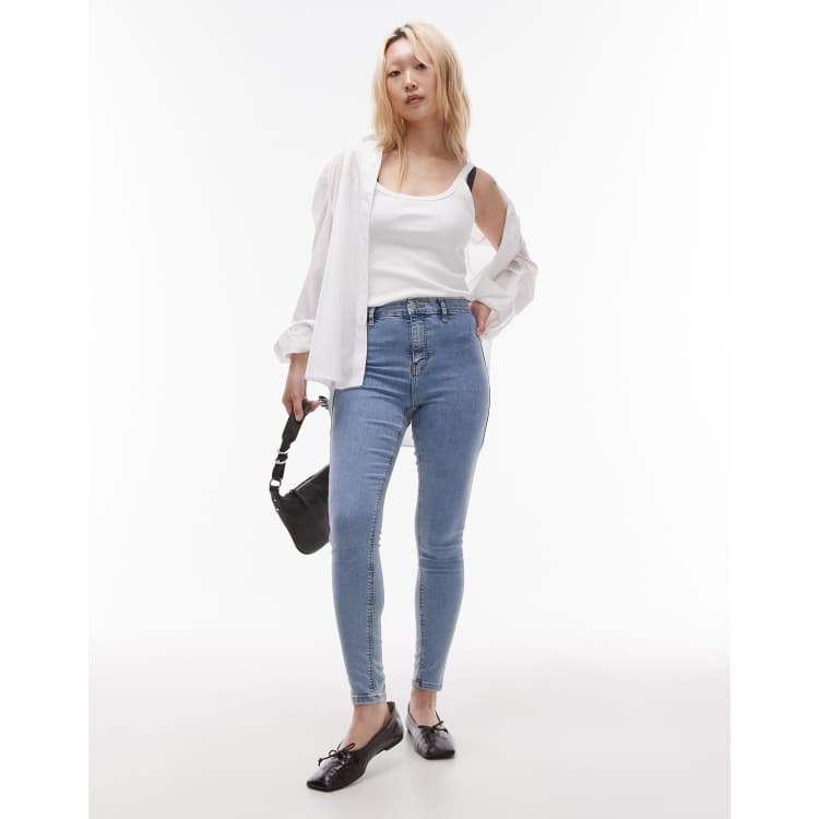 Topshop Petite Joni high rise super skinny jean in bleach ASOS
