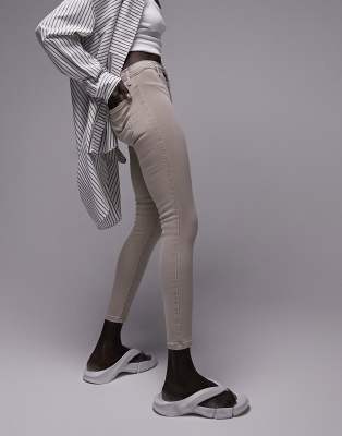Topshop Petite Topshop Petite Joni high rise super skinny jean in sand-Neutral