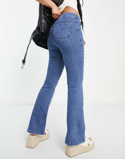 Topshop Petite - Joni - Jeans a zampa blu medio, 2 di 4