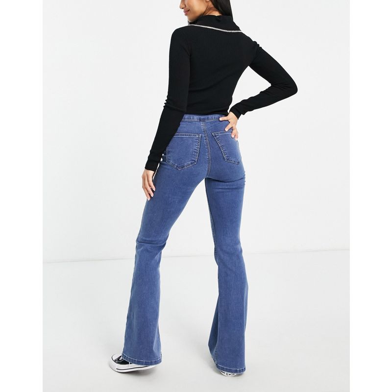 Donna Jeans Topshop Petite - Joni - Jeans a zampa in cotone riciclato blu medio