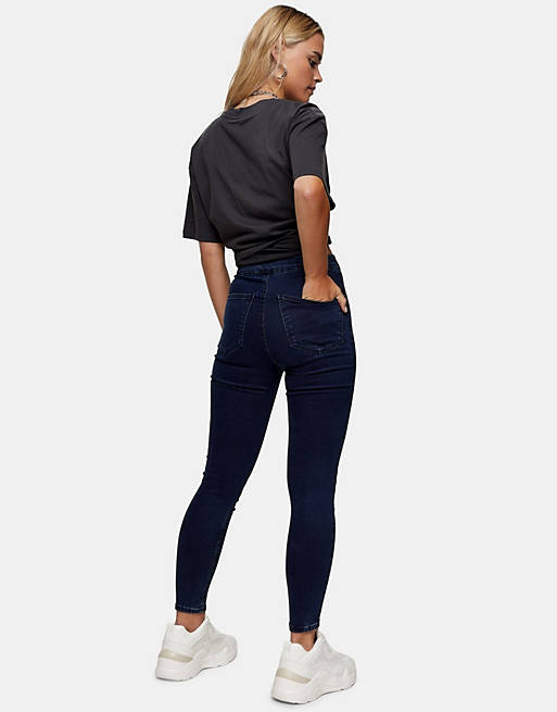 Women Topshop Petite Joni jeans in indigo 