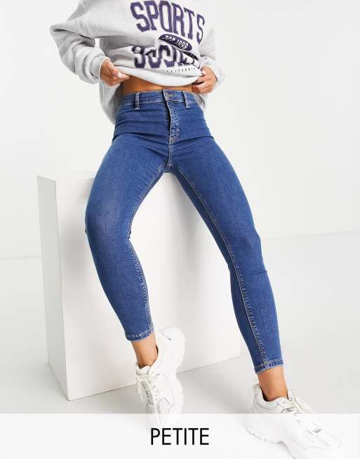 Topshop Petite - Joni - Jeans in middenblauw