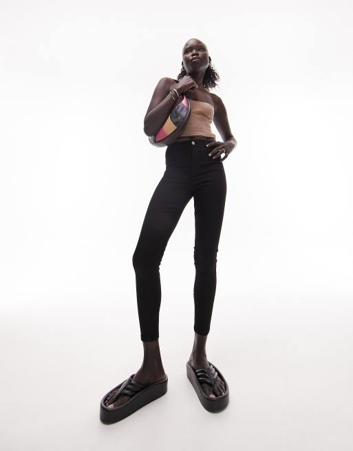 Topshop Petite Joni jeans in pure black