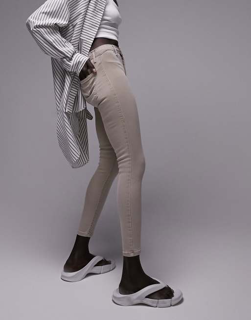 Topshop Petite - Joni - Jeans in zandkleur