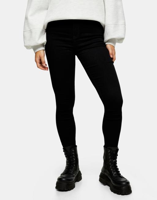 Topshop Petite - Joni - Jeans met hoge taille in zwart