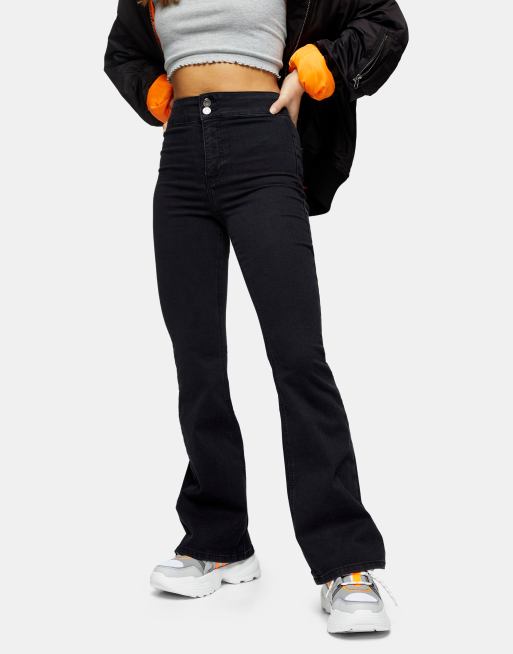 Petite Joni Schlagjeans in verwaschenem Schwarz ASOS