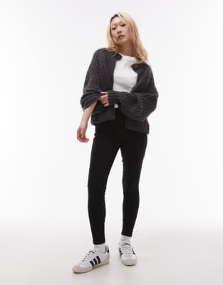 Topshop Petite - Joni - Sehr eng geschnittene Skinny-Jeans in Schwarz mit hohem Bund