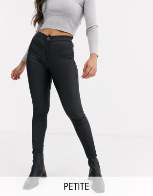 topshop black coated jeans