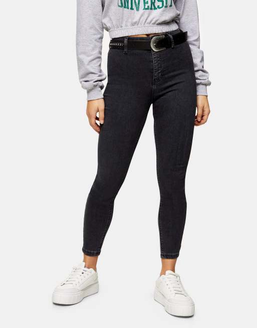 Topshop Petite Joni jeans in black