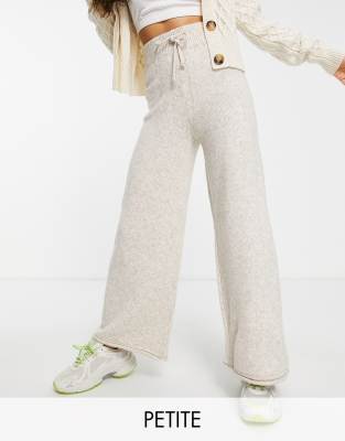 Topshop Petite knitted pants in oat (part of a set)