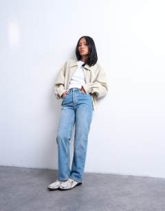 Petite Kort high rise straight jean in vintage blue