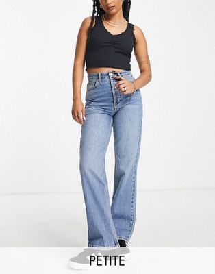 Topshop Petite Kort jeans in mid blue - ASOS Price Checker