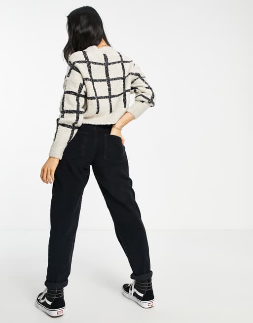 Topshop Petite – Kort stickad tröja med storrutigt mönster, 2 av 4