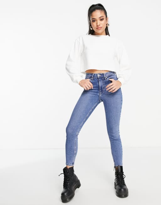Topshop Petite – Kurz geschnittenes Sweatshirt in Weiß, 4 von 4