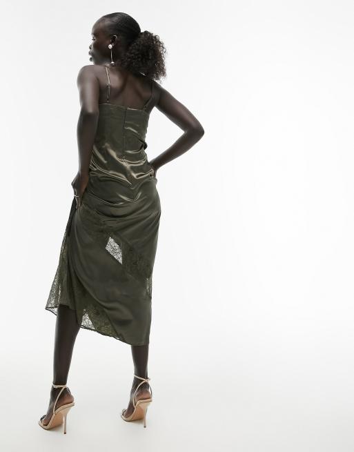 Topshop khaki shop slip dress