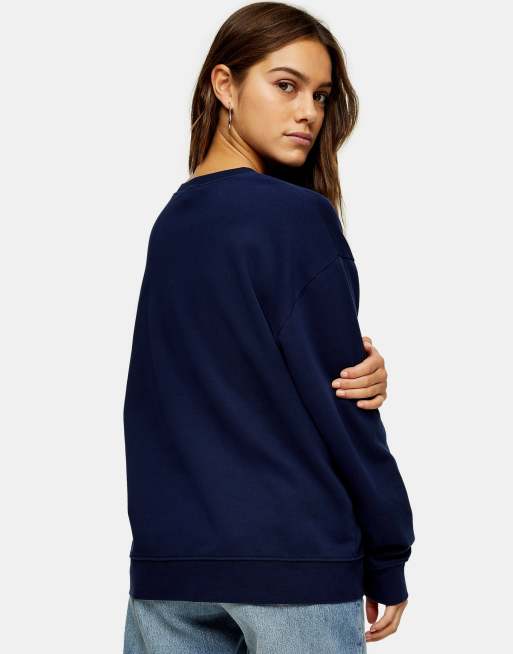 Topshop Petite Lake Tahoe sweatshirt in navy