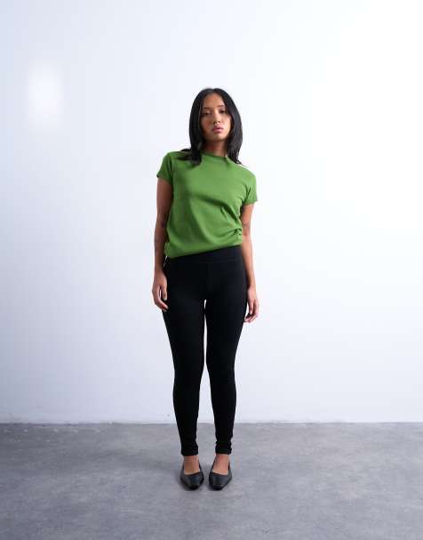 Topshop Petite - Lange legging van zware stof in zwart - view 1