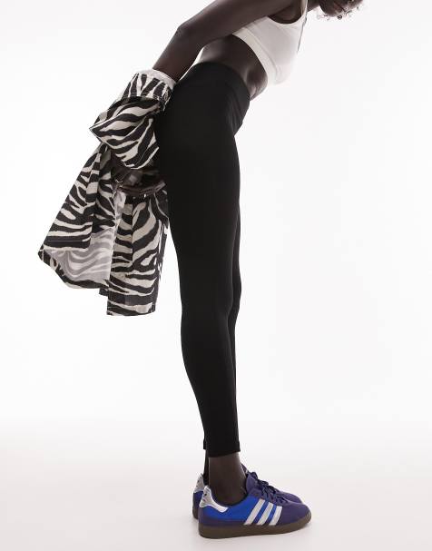 Topshop Petite - Lange legging van zware stof met brede tailleband in zwart - view 1