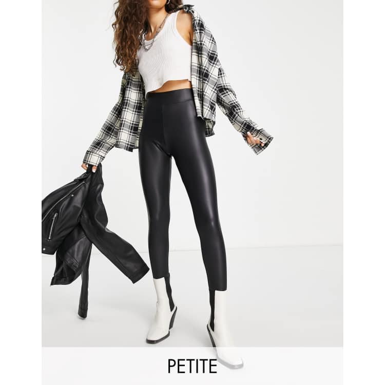 Topshop Petite high shine leggings in black - ShopStyle